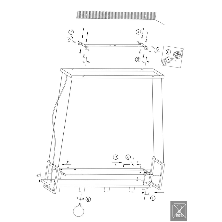Zwarte hanglamp Buckley 2983ZW met plateau en 4 x E27-fitting