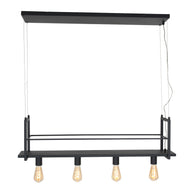 Zwarte hanglamp Buckley 2983ZW met plateau en 4 x E27-fitting