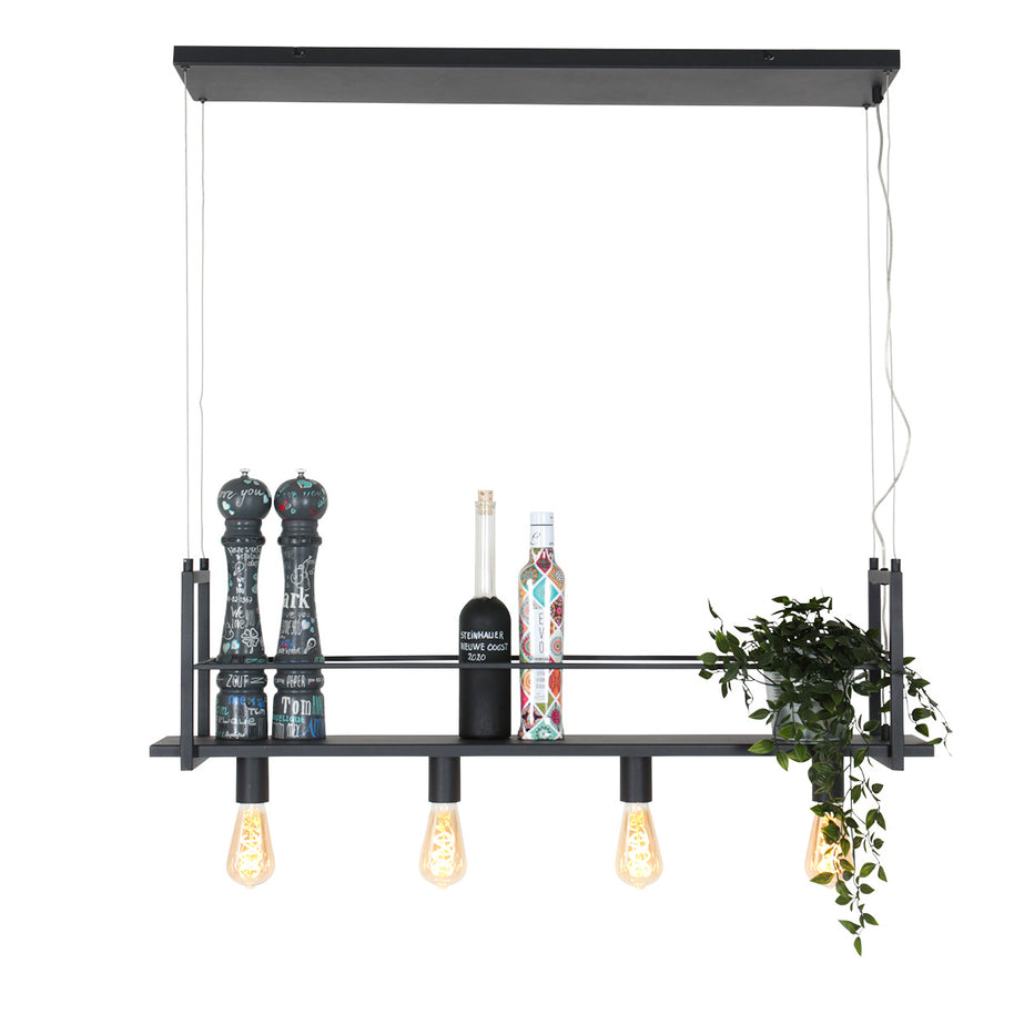 Zwarte hanglamp Buckley 2983ZW met plateau en 4 x E27-fitting