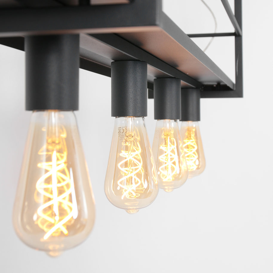 Zwarte hanglamp Buckley 2983ZW met plateau en 4 x E27-fitting