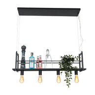 Zwarte hanglamp Buckley 2983ZW met plateau en 4 x E27-fitting