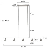 Hanglamp Vortex 3066ST staal 5-lichts instelbare lichtkleur