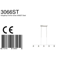 Hanglamp Vortex 3066ST staal 5-lichts instelbare lichtkleur