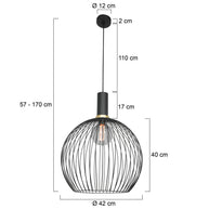 Hanglamp Aureole 3068ZW zwarte draadlamp met E27-fitting Ø45
