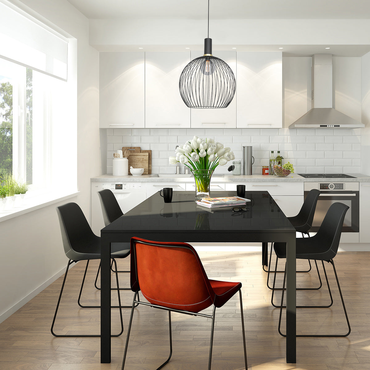 Hanglamp Aureole 3068ZW zwarte draadlamp met E27-fitting Ø45