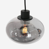 Hanglamp Reflexion 3078ZW zwarte 5-lichts lamp met smokeglas