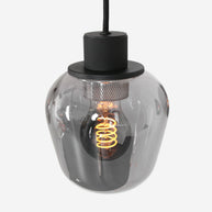 Hanglamp Reflexion 3078ZW zwarte 5-lichts lamp met smokeglas