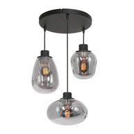 Hanglamp Reflexion 3079ZW zwarte 3-lichts videolamp met smokeglas