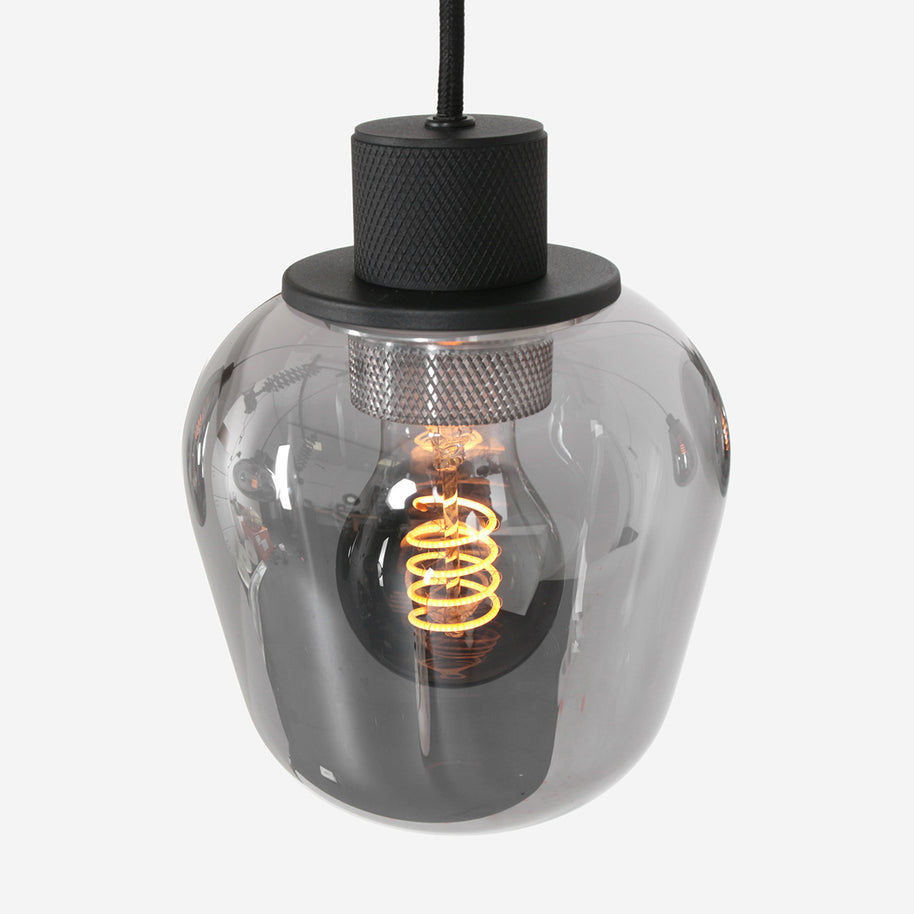 Hanglamp Reflexion 3079ZW zwarte 3-lichts videolamp met smokeglas