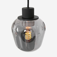 Hanglamp Reflexion 3079ZW zwarte 3-lichts videolamp met smokeglas