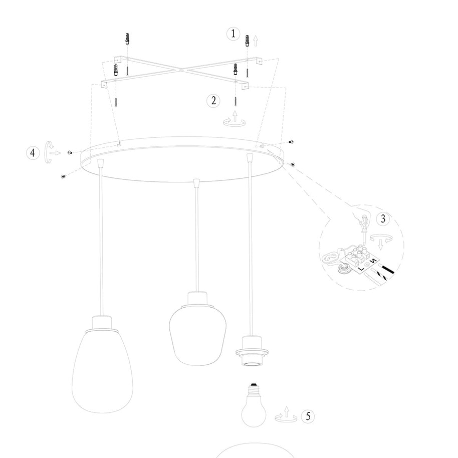Hanglamp Reflexion 3079ZW zwarte 3-lichts videolamp met smokeglas