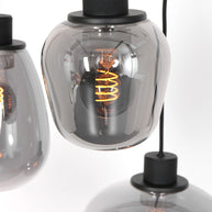 Hanglamp Reflexion 3079ZW zwarte 3-lichts videolamp met smokeglas