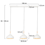 Hanglamp Bjorr 3099W – witte 3-lichtslamp met Scandinavische charme