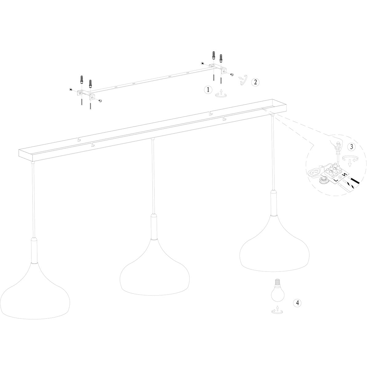 Hanglamp Bjorr 3099W – witte 3-lichtslamp met Scandinavische charme