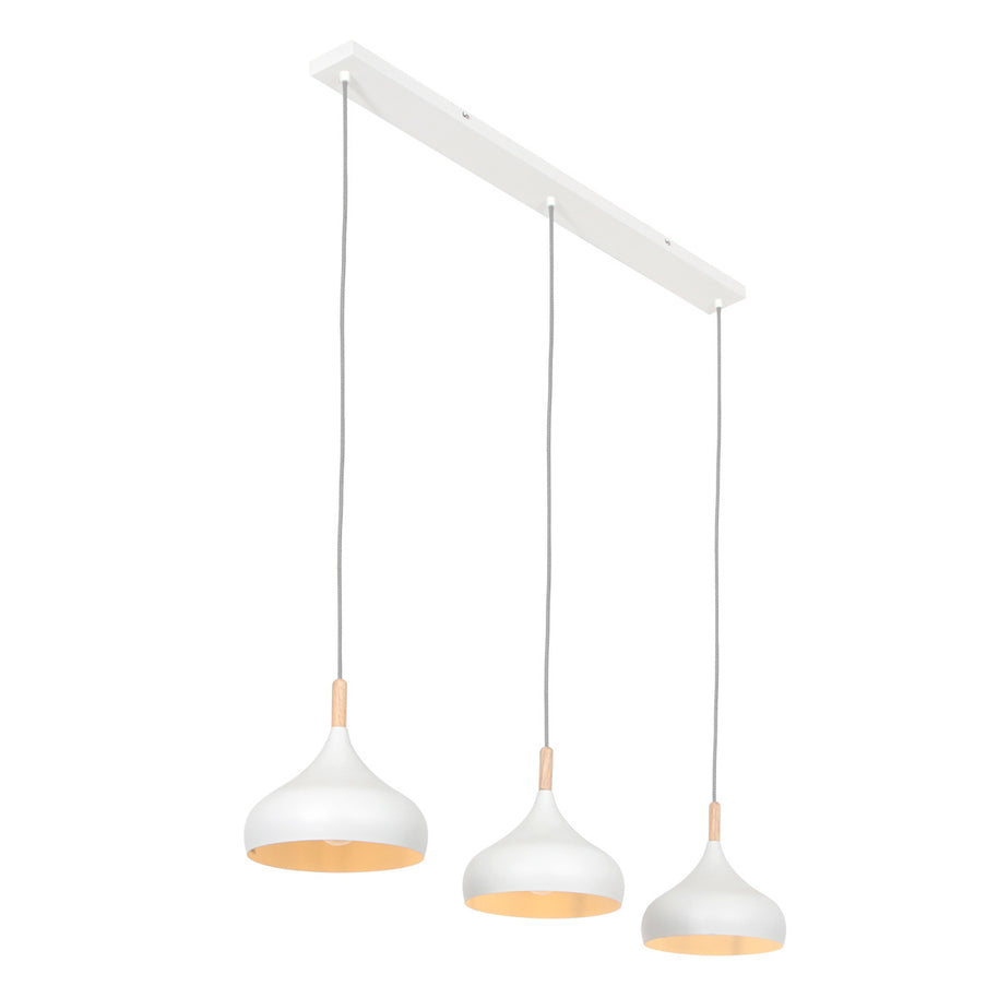 Hanglamp Bjorr 3099W – witte 3-lichtslamp met Scandinavische charme
