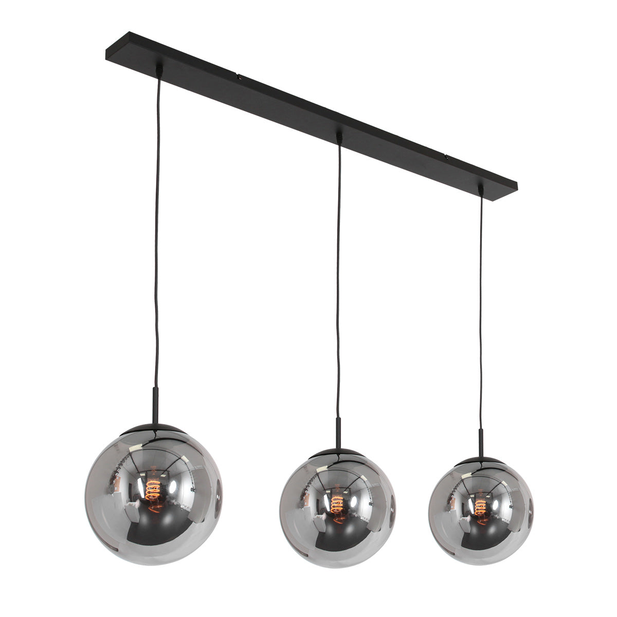 Hanglamp Bollique New 3122ZW zwart 3-lichts E27-fitting