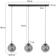 Hanglamp Bollique New 3122ZW zwart 3-lichts E27-fitting