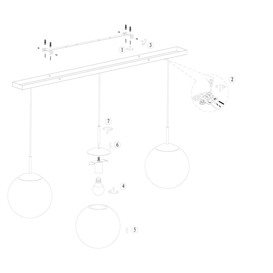 Hanglamp Bollique New 3122ZW zwart 3-lichts E27-fitting