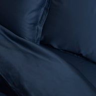 Coco & Cici - Tencel-satijn hoeslaken 180 x 210 cm - 2-persoons beddengoed - Lyocell - elastiek rondom - donkerblauw - extra zacht