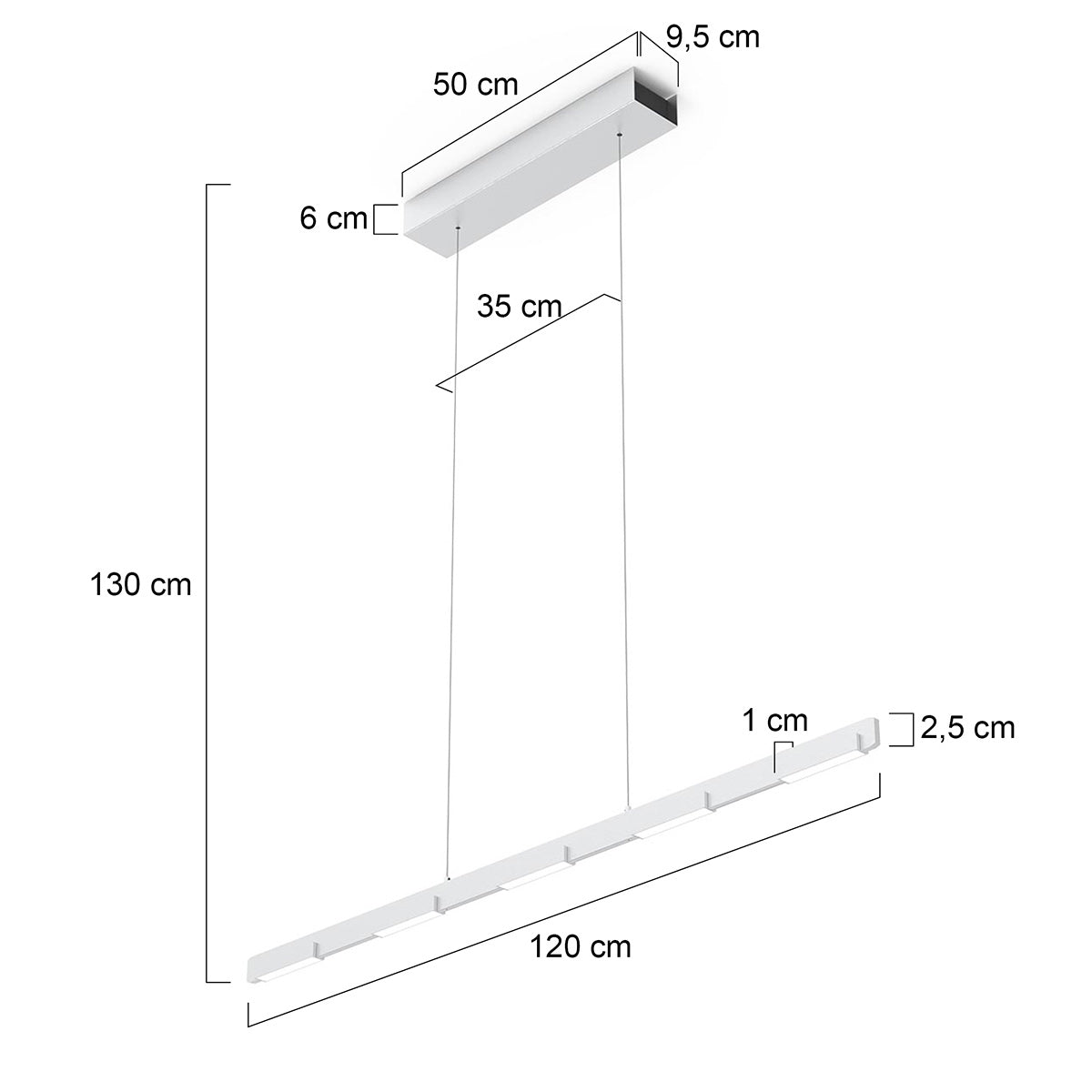 Hanglamp Bloc 3296ST Staal met kabellift