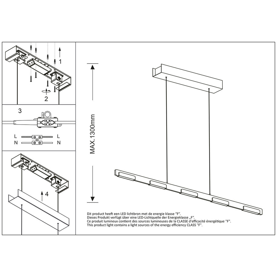 Hanglamp Bloc 3296ZW zwart met kabellift