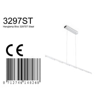 Hanglamp Bloc 3297ST Staal met kabellift