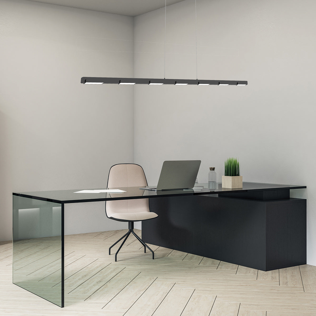 Hanglamp Bloc 3297ZW zwart met kabellift