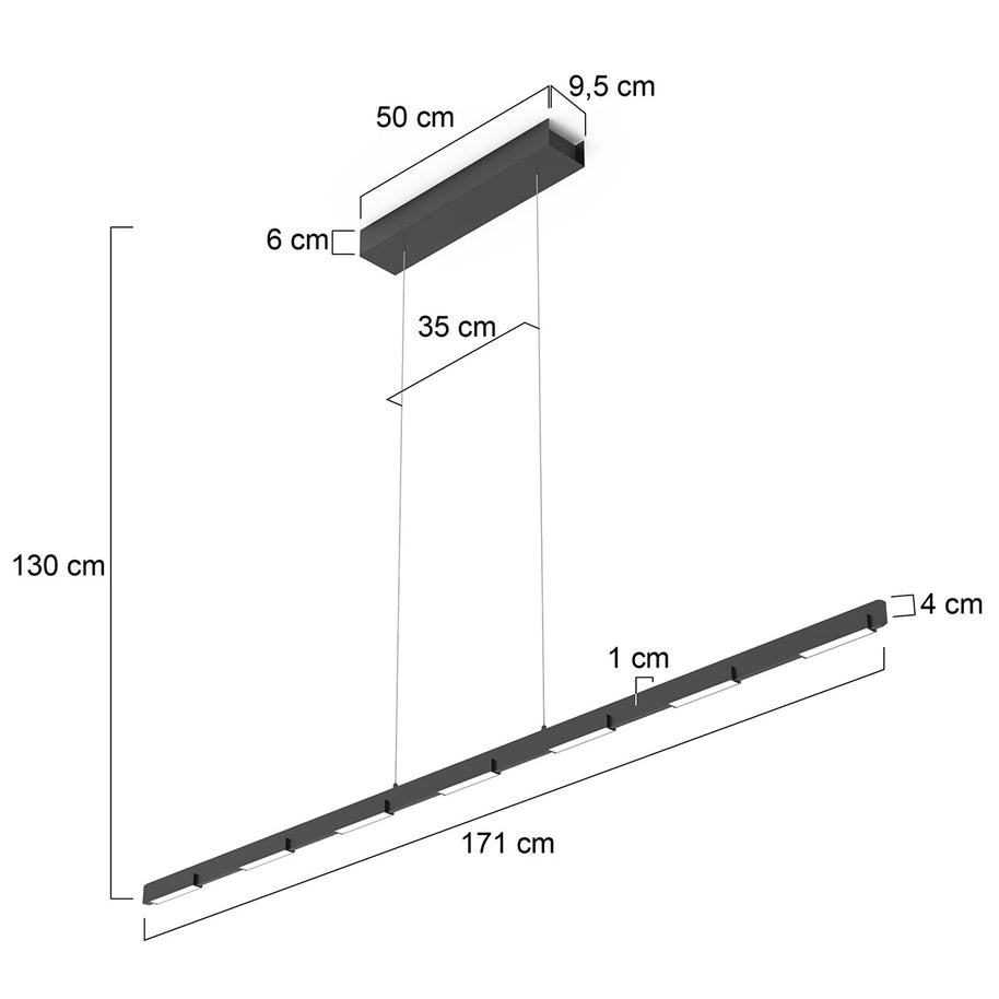 Hanglamp Bloc 3297ZW zwart met kabellift