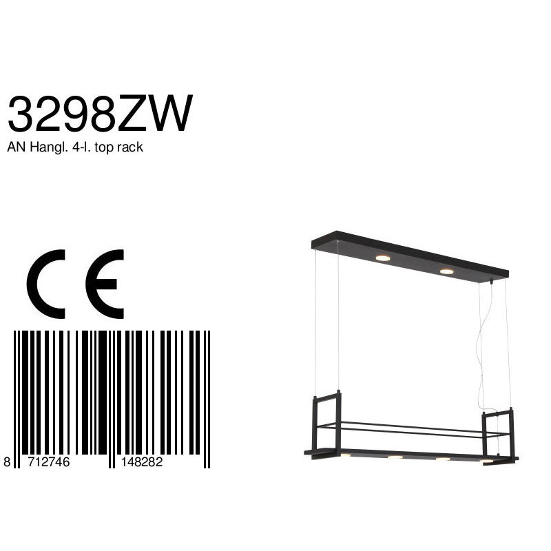 Hanglamp Tor 3298ZW – zwarte designlamp met plateau en LED