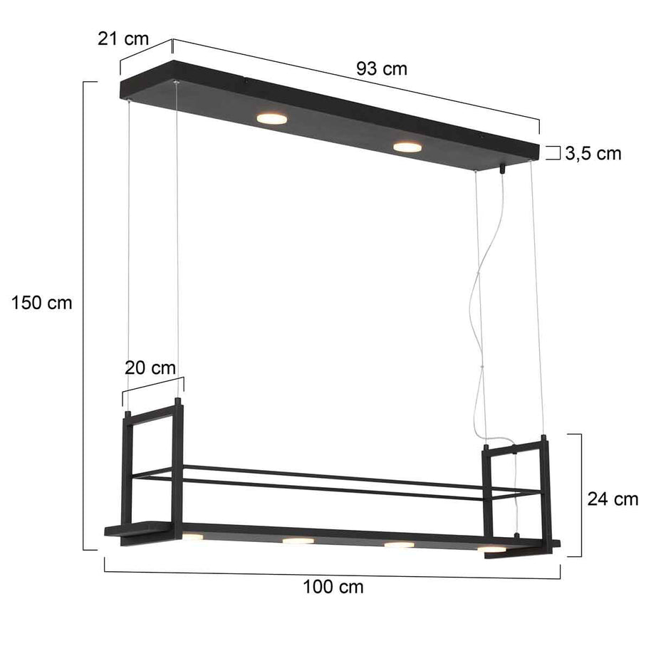 Hanglamp Tor 3298ZW – zwarte designlamp met plateau en LED
