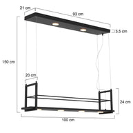 Hanglamp Tor 3298ZW – zwarte designlamp met plateau en LED