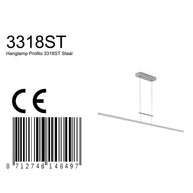 Hanglamp Profilo 3318ST staal 150 cm breed 2100 lumen