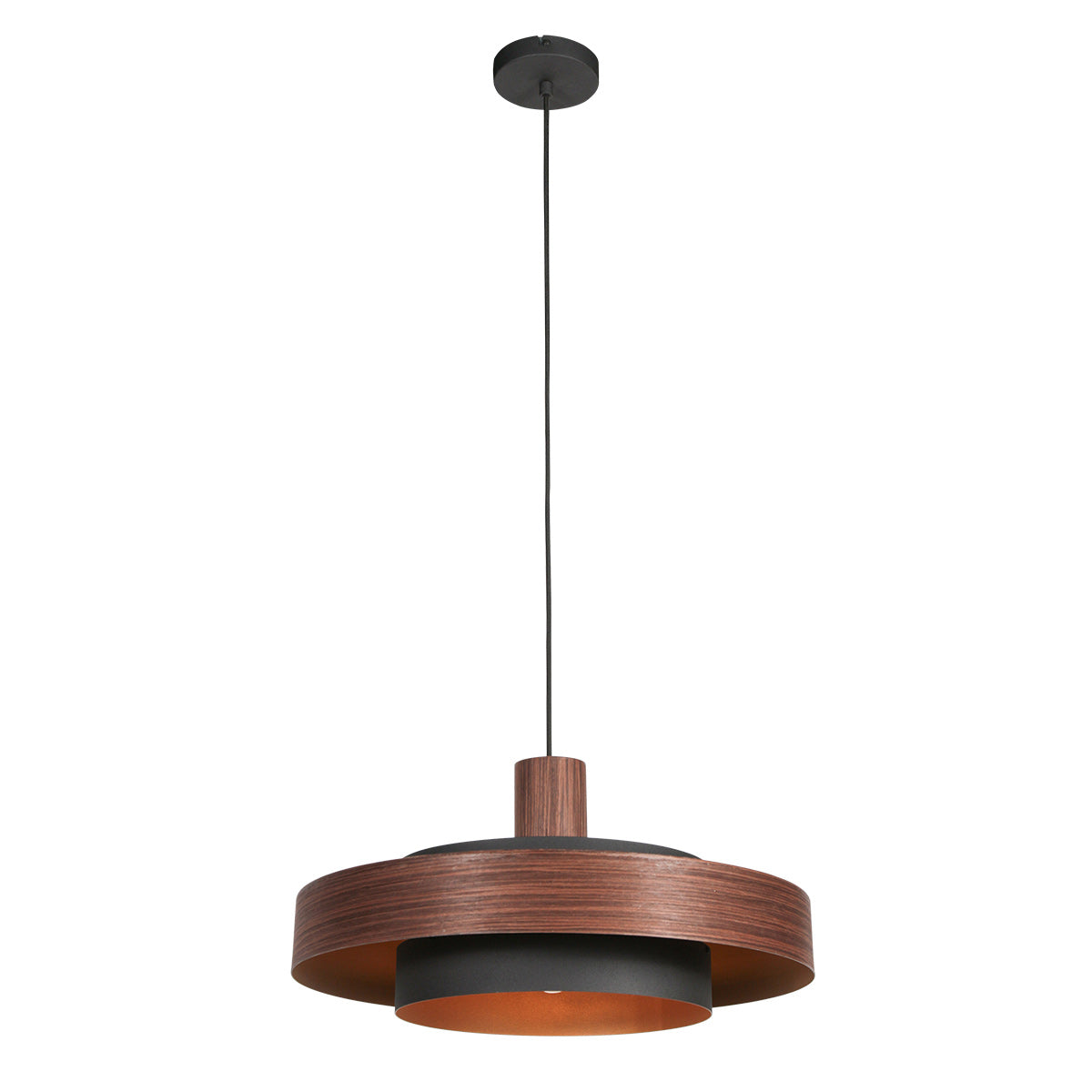 Hanglamp Flinter 3329E Stijlvol Houtmotief met Warme Gouden Binnenkant