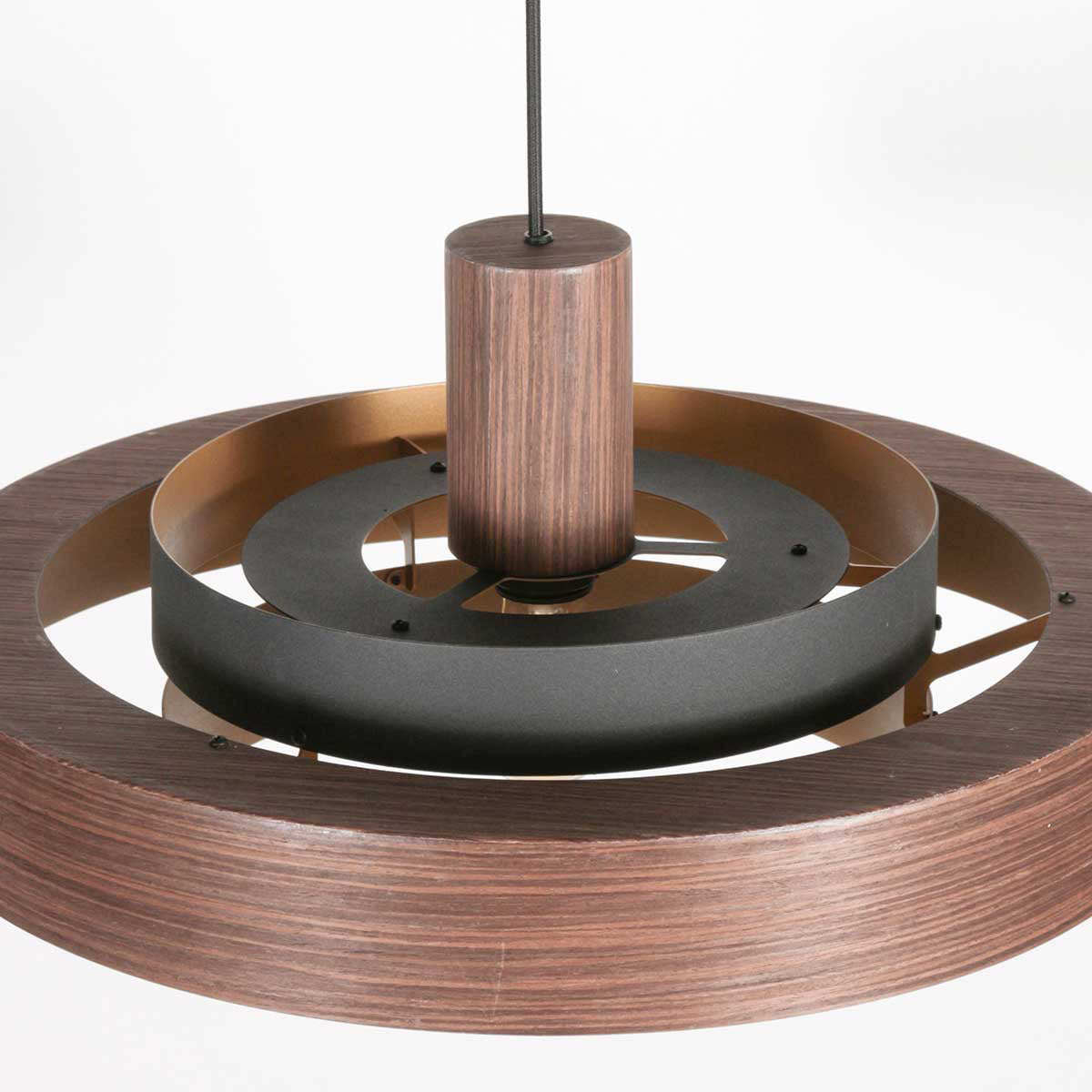 Hanglamp Flinter 3329E Stijlvol Houtmotief met Warme Gouden Binnenkant