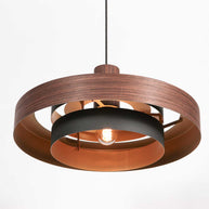 Hanglamp Flinter 3329E Stijlvol Houtmotief met Warme Gouden Binnenkant
