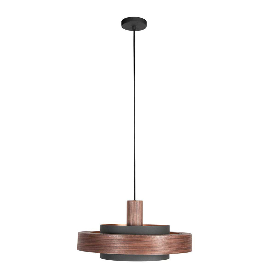 Hanglamp Flinter 3329E Stijlvol Houtmotief met Warme Gouden Binnenkant
