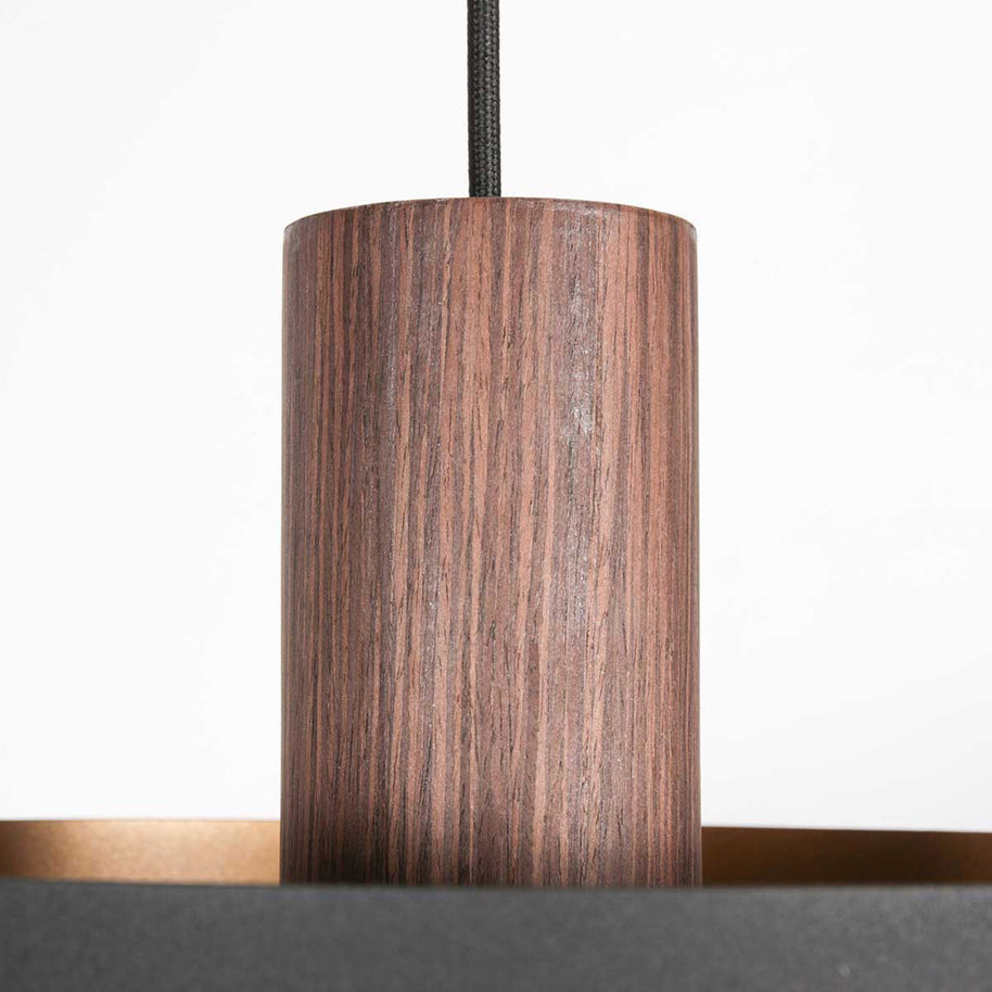 Hanglamp Flinter 3329E Stijlvol Houtmotief met Warme Gouden Binnenkant