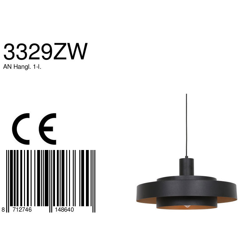 Zwarte hanglamp Flinter 3329ZW – uniek design met luxueuze uitstraling