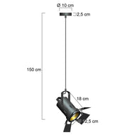 Hanglamp Carré 3379ZW – zwarte industriële lamp met E27