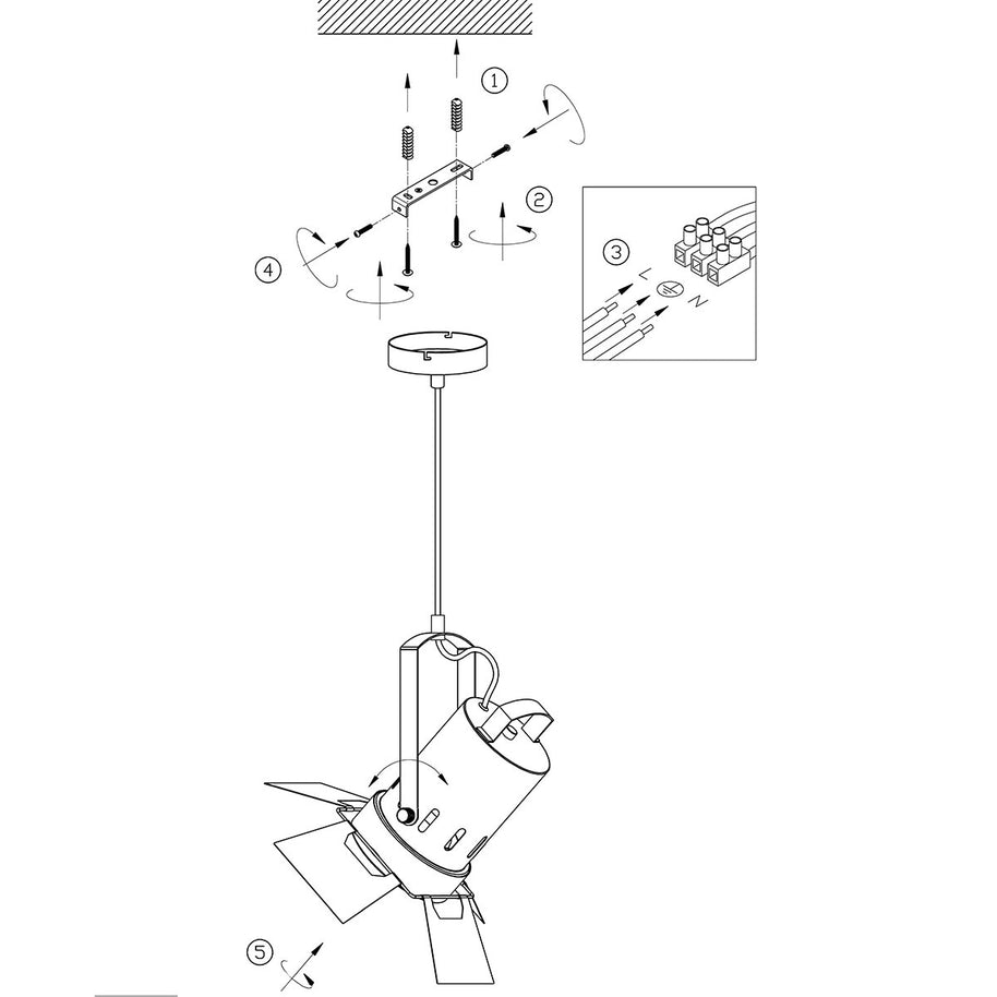 Hanglamp Carré 3379ZW – zwarte industriële lamp met E27
