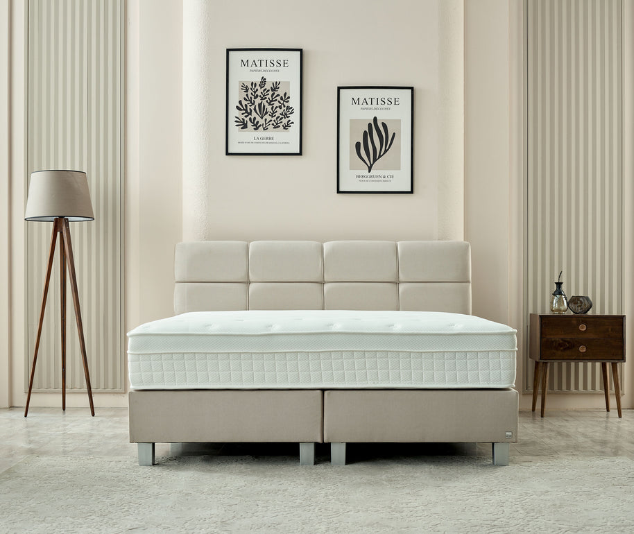 Boxspring Vida Fluweel Beige 140x200