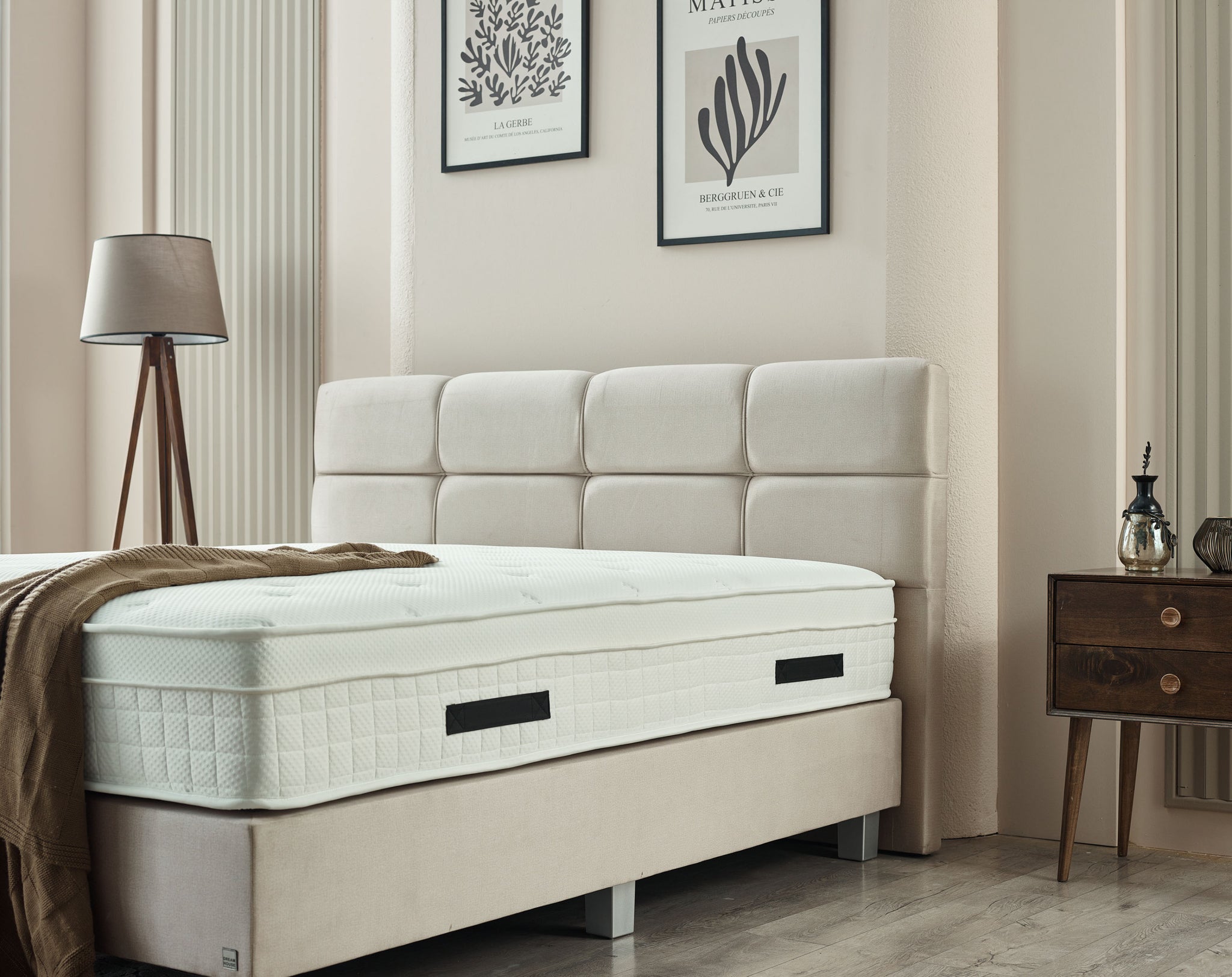 Boxspring Vida Fluweel Beige 140x200