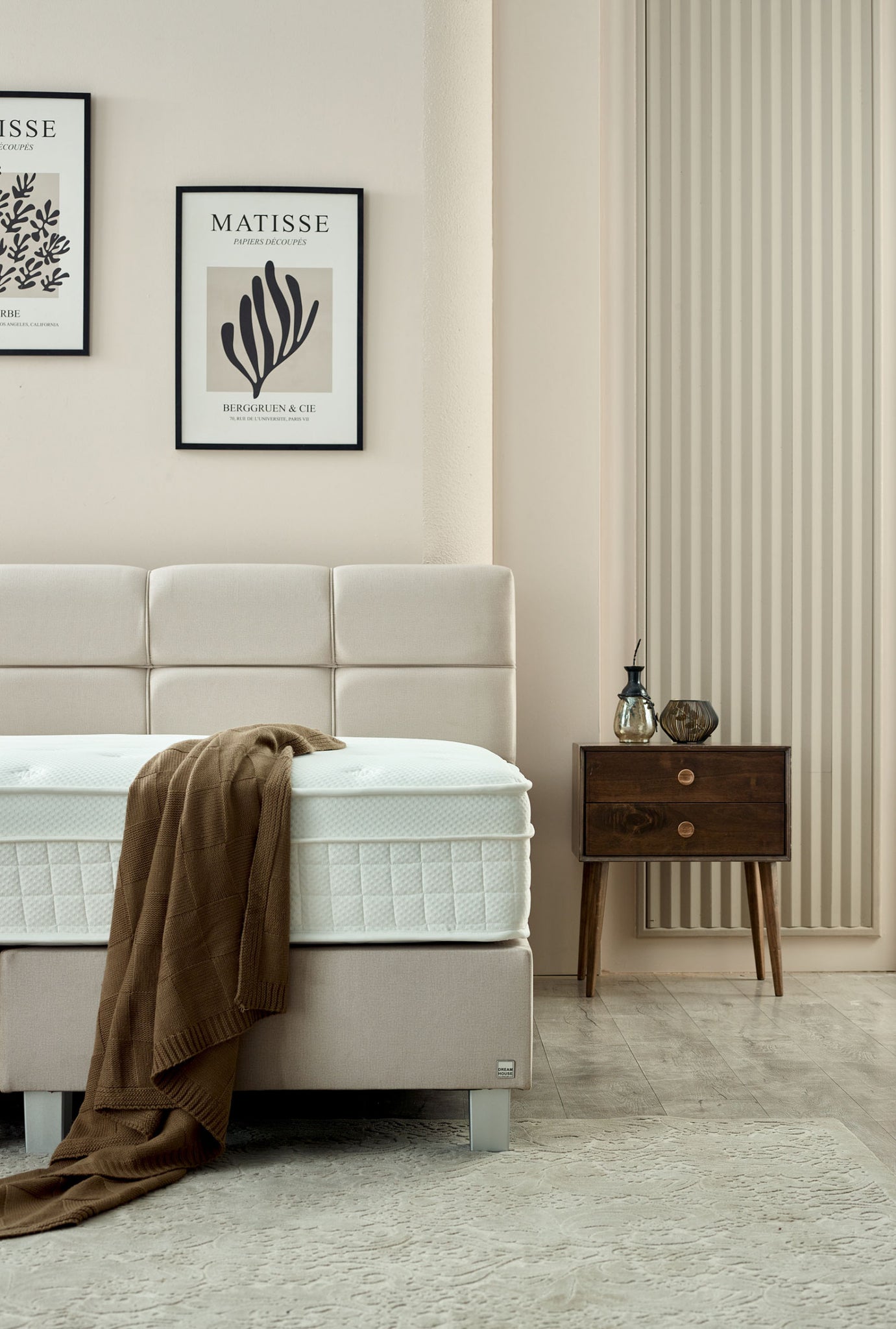 Boxspring Vida Fluweel Beige 140x200