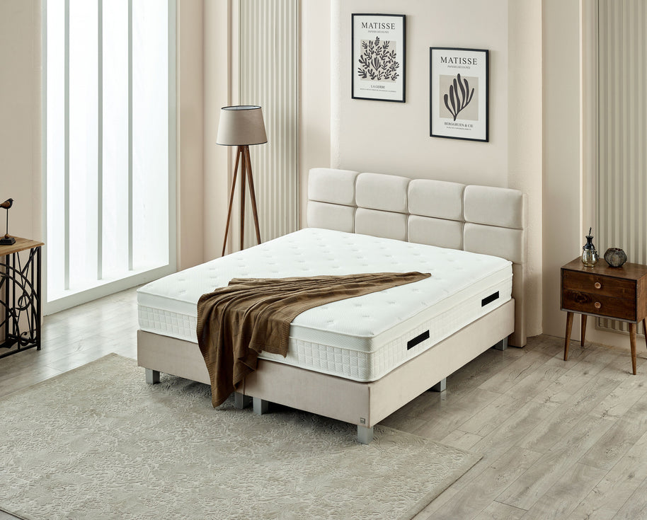 Boxspring Vida Fluweel Beige 140x200