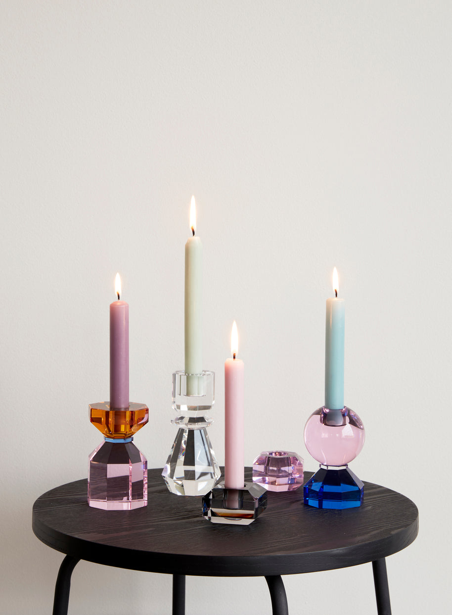 Gem-kandelaars roze/grijs (set van 2)