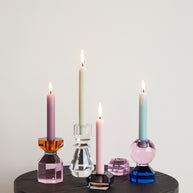 Gem-kandelaars roze/grijs (set van 2)