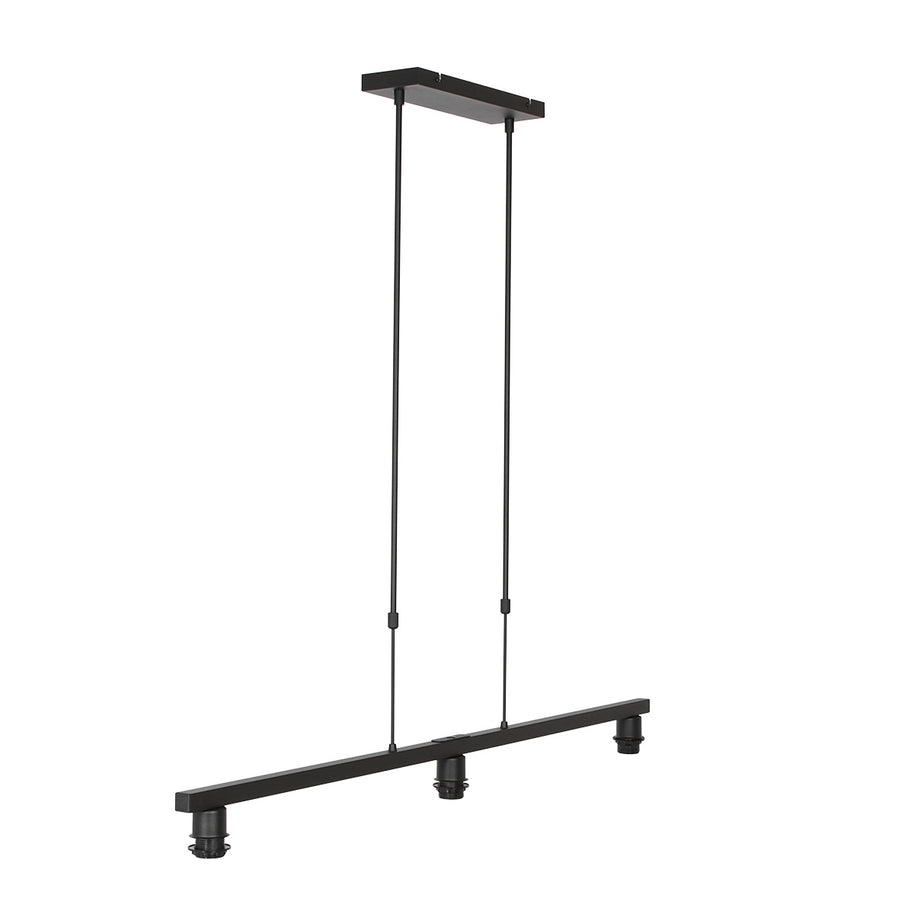 Zwarte 3-lichts hanglamp Stang 3464ZW met blauwe velourskappen
