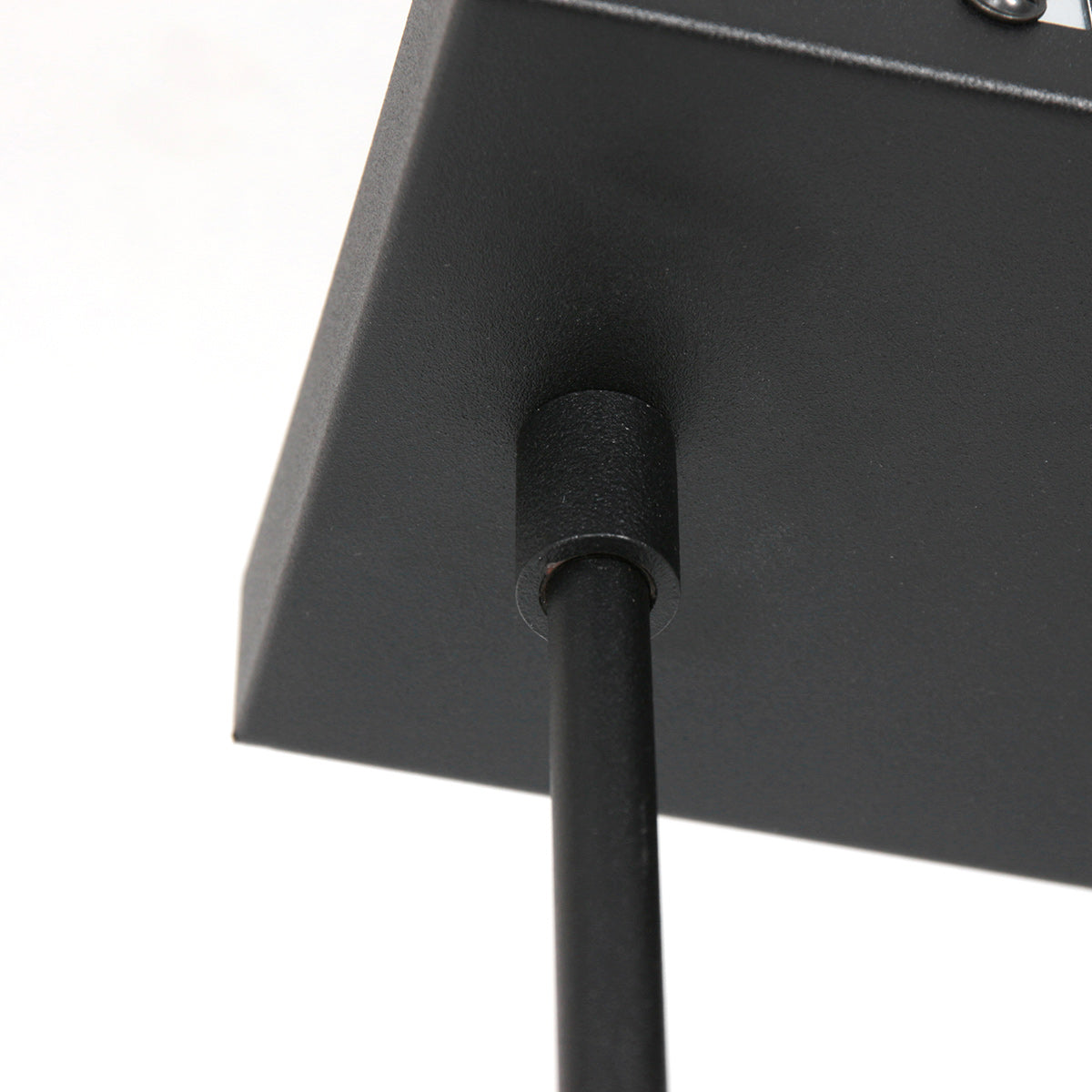 Zwarte 3-lichts hanglamp Stang 3464ZW met blauwe velourskappen