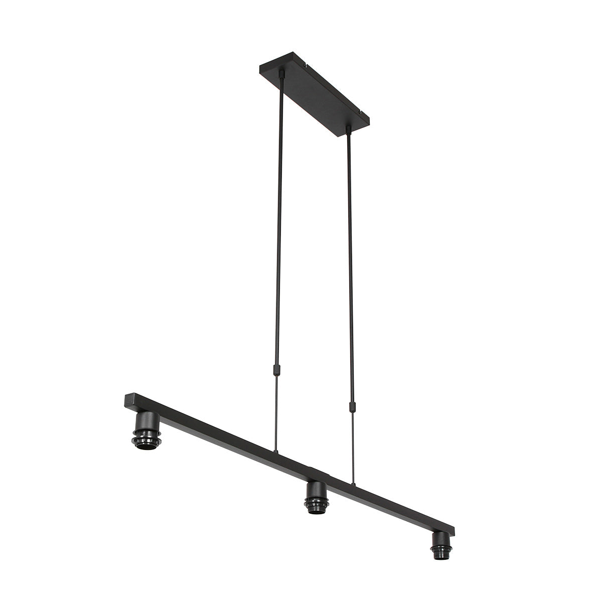 Zwarte 3-lichts hanglamp Stang 3464ZW met blauwe velourskappen