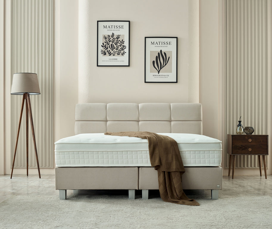Boxspring Vida Fluweel Beige 160x200